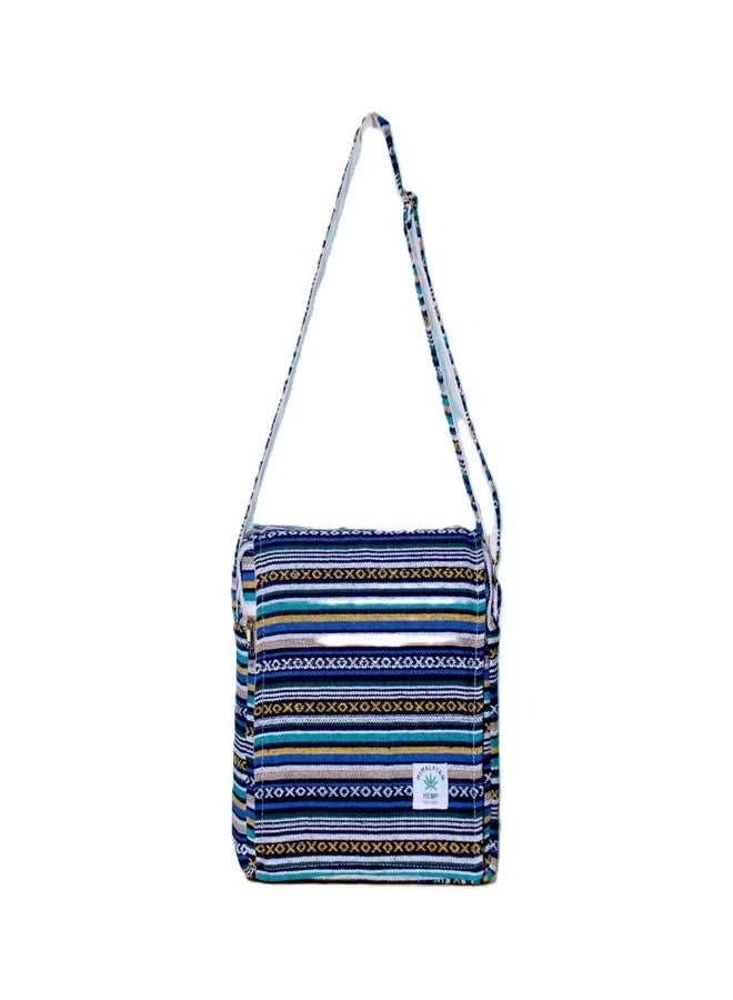 FIBREGOLD Striped Crossbody Bag, Blue Multi-Color, Ethnic Pattern, Adjustable Shoulder Strap, Casual Sling Bag - Image 1