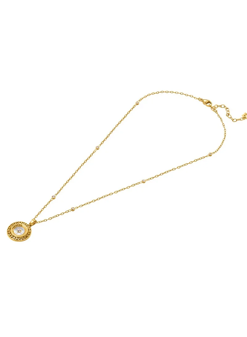 ESCADA Naomi Necklace for Women Circular Mother-of-Pearl Pendant, Crystal Accents, Bold and Graceful Sophistication