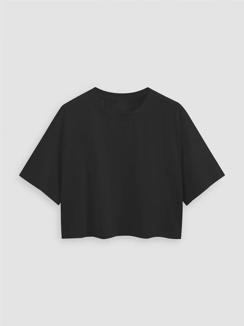 HICCUP Basic Crew Neck Crop T-Shirt