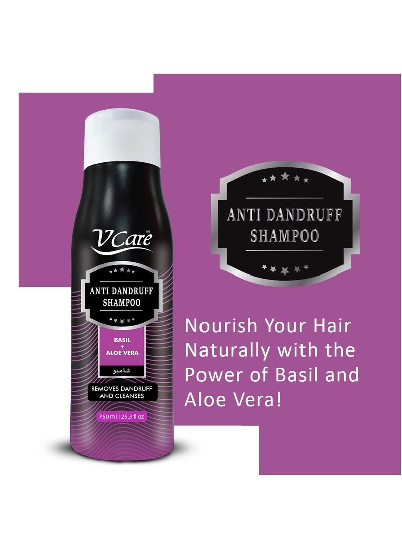 VCare شامبو Vcare 750 مل تركيبة منشطة ومغذية | شامبو بخلاصة الريحان والصبار | يعزز نمو الشعر الصحي - Image 3