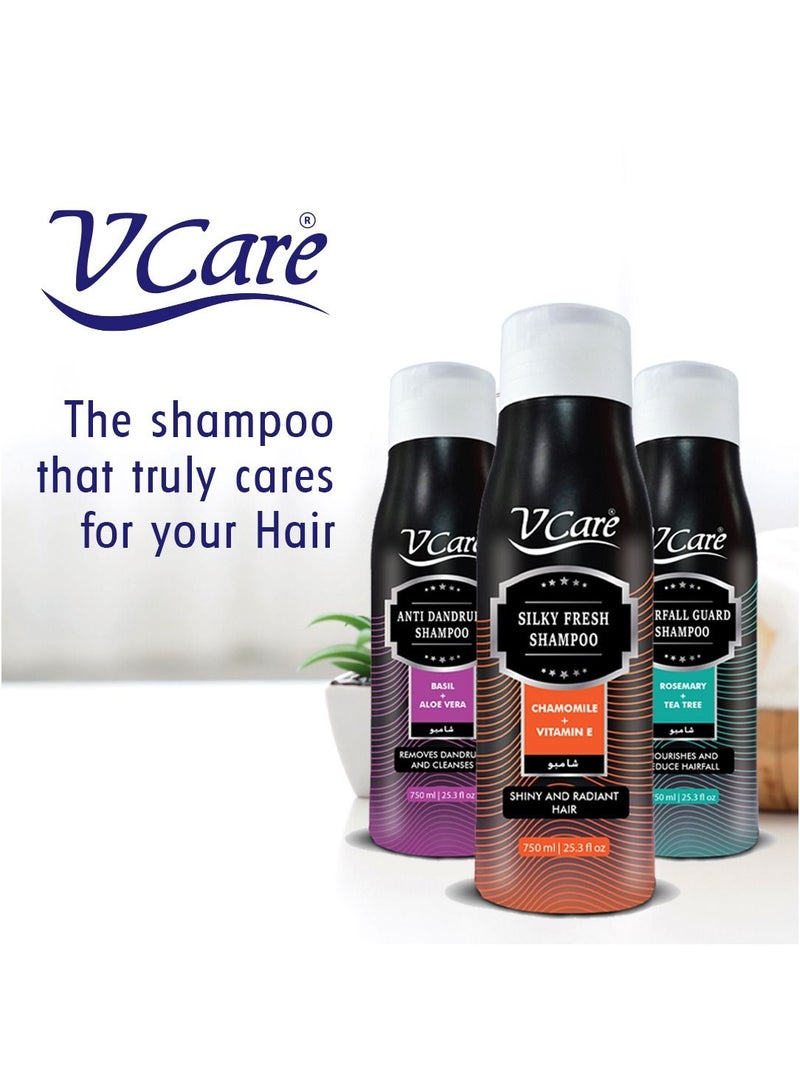 VCare شامبو Vcare 750 مل تركيبة منشطة ومغذية | شامبو بخلاصة الريحان والصبار | يعزز نمو الشعر الصحي - Image 5