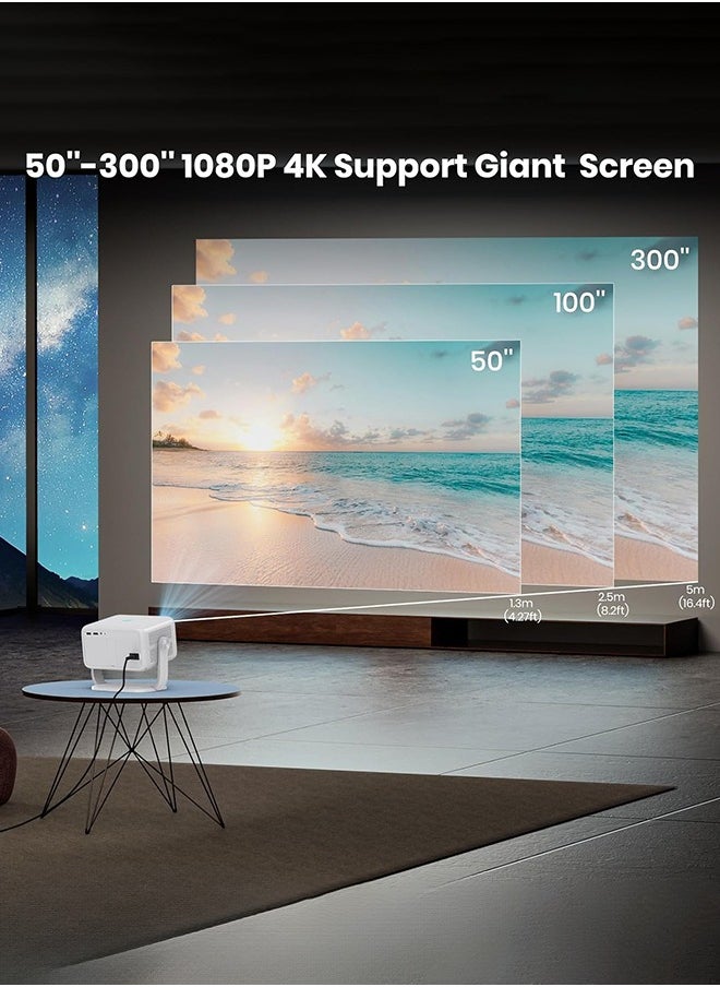Digisand - TP350 Projector 4K, Android 13 Native 1080P WiFi6 BT5.2 Full HD Projetor, Built-in NetfIix & Chatgpt AI Voice Helper Auto Focus 360° Rotate Home Theater Projector - Image 1