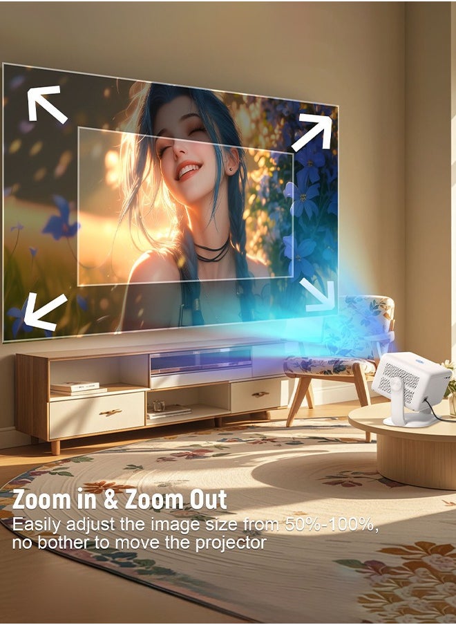 Digisand - TP350 Projector 4K, Android 13 Native 1080P WiFi6 BT5.2 Full HD Projetor, Built-in NetfIix & Chatgpt AI Voice Helper Auto Focus 360° Rotate Home Theater Projector - Image 1