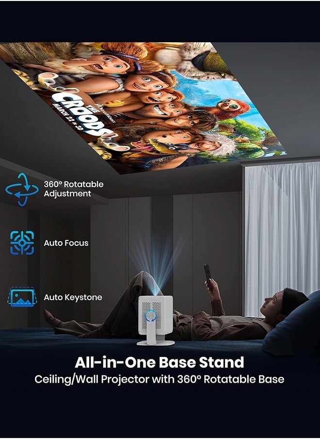 Digisand - TP350 Projector 4K, Android 13 Native 1080P WiFi6 BT5.2 Full HD Projetor, Built-in NetfIix & Chatgpt AI Voice Helper Auto Focus 360° Rotate Home Theater Projector - Image 1