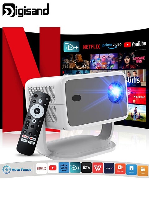 TP350 Projector 4K, Android 13 Native 1080P WiFi6 BT5.2 Full HD Projetor, Built-in NetfIix & Chatgpt AI Voice Helper Auto Focus 360° Rotate Home Theater Projector