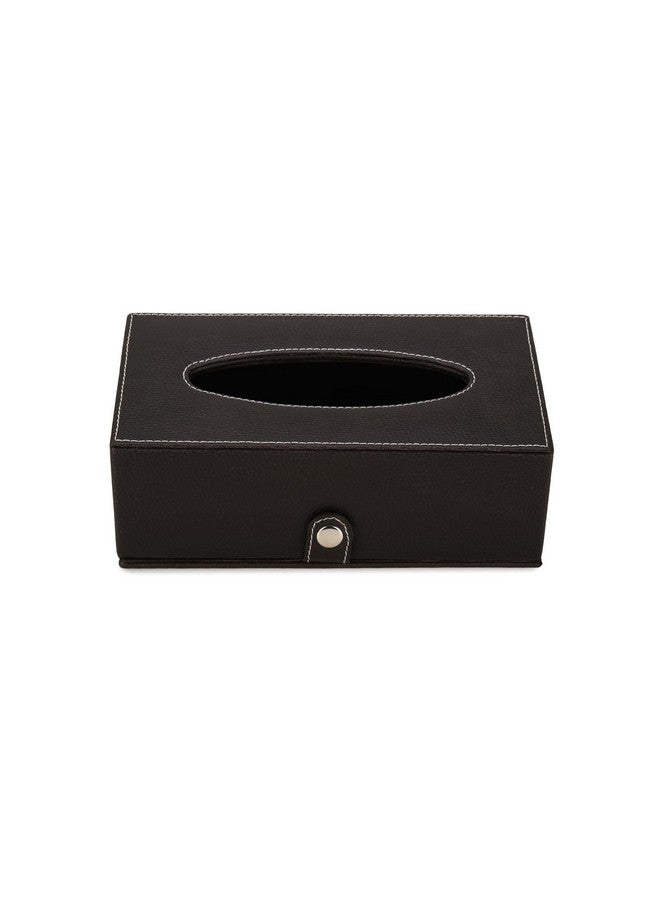 AZYEEA - Handcrafted Leather Tissue Holder Tissue Paper Car Tissue Box Paper Napkin Holder Tissue Holder Dispenser Organizer Facial Tissue Holder for Car Hotel Home Gift Dinning Table - Black - Image 4