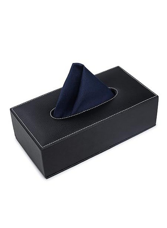 AZYEEA - Handcrafted Leather Tissue Holder Tissue Paper Car Tissue Box Paper Napkin Holder Tissue Holder Dispenser Organizer Facial Tissue Holder for Car Hotel Home Gift Dinning Table - Black - Image 1