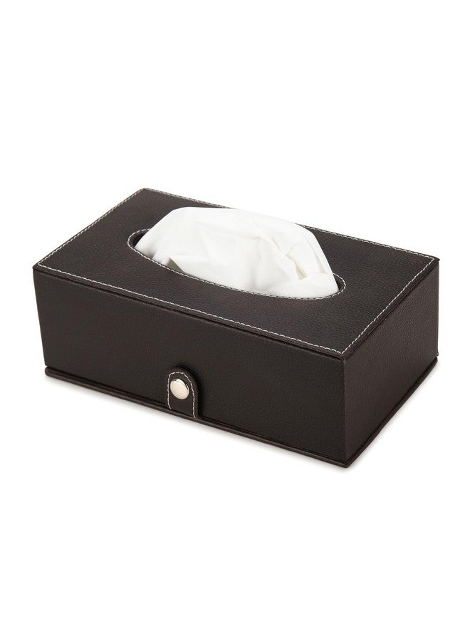 AZYEEA - Handcrafted Leather Tissue Holder Tissue Paper Car Tissue Box Paper Napkin Holder Tissue Holder Dispenser Organizer Facial Tissue Holder for Car Hotel Home Gift Dinning Table - Black - Image 2