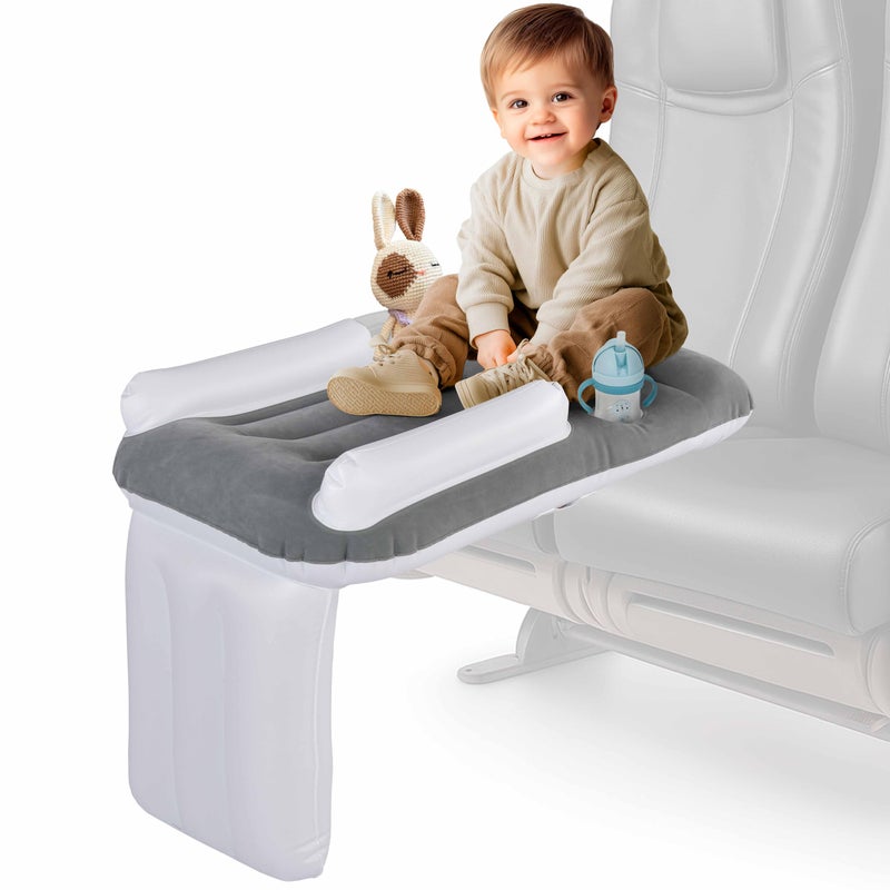 Sittina سرير طائرة للأطفال - سرير طائرة قابل للنفخ للأطفال مع حزام أمان، حقيبة سفر، مضخة هواء، صمامات نفخ سريعة، حامل أكواب، واقي أمان، يناسب جميع المقاعد، موسع مقعد للأطفال - Image 1
