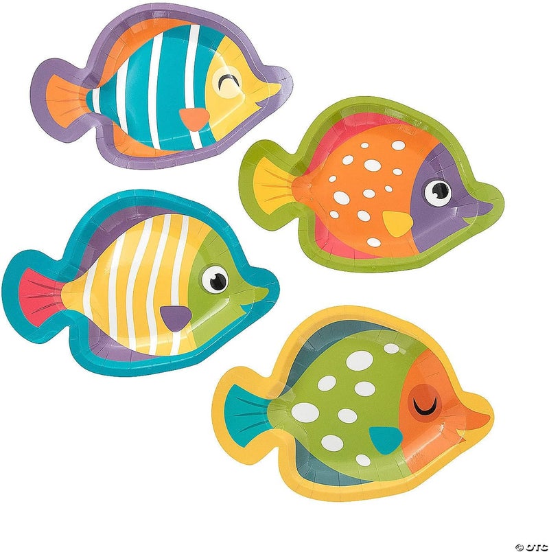 Fun Express Under the Sea Party FishShaped Paper Dessert Plates  Disposable Tableware Dessert Plates  Bowls Party Supplies  Vbs Vacation Bible School Decor  8 Pieces - Image 1