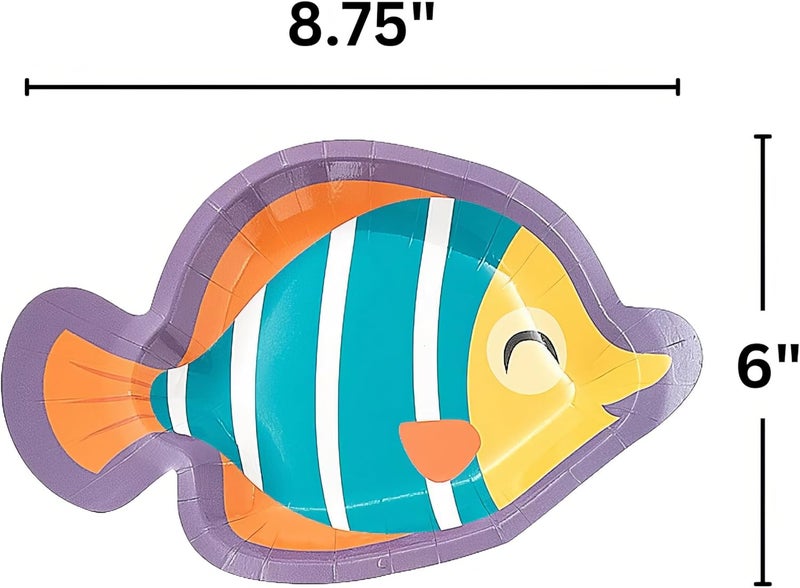 Fun Express Under the Sea Party FishShaped Paper Dessert Plates  Disposable Tableware Dessert Plates  Bowls Party Supplies  Vbs Vacation Bible School Decor  8 Pieces - Image 2