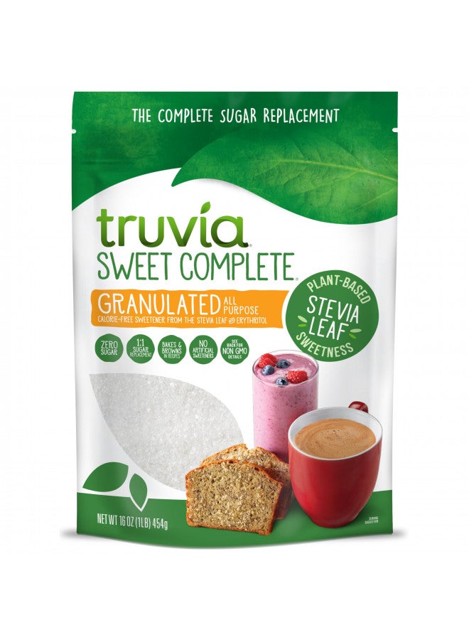 Truvia Truvia Sweet Complete Granulated All-Purpose Calorie-Free Sweetener from the Stevia Leaf, 16 oz Bag (Pack of 1) - Image 1