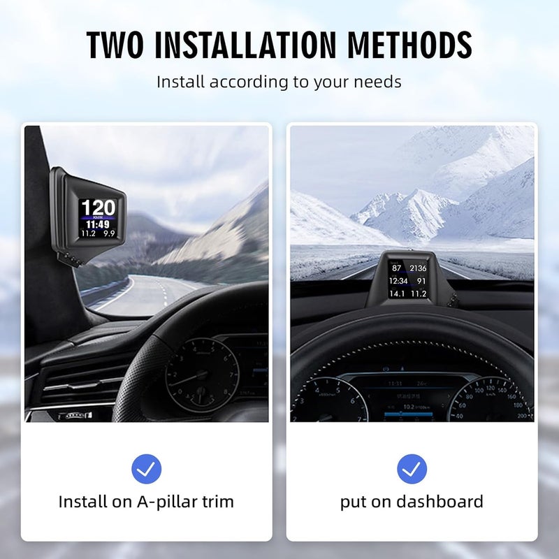 MAIMEIMI OBD2 Digital Speedometer Heads Up Display for Car with GPS Dual System - Image 4