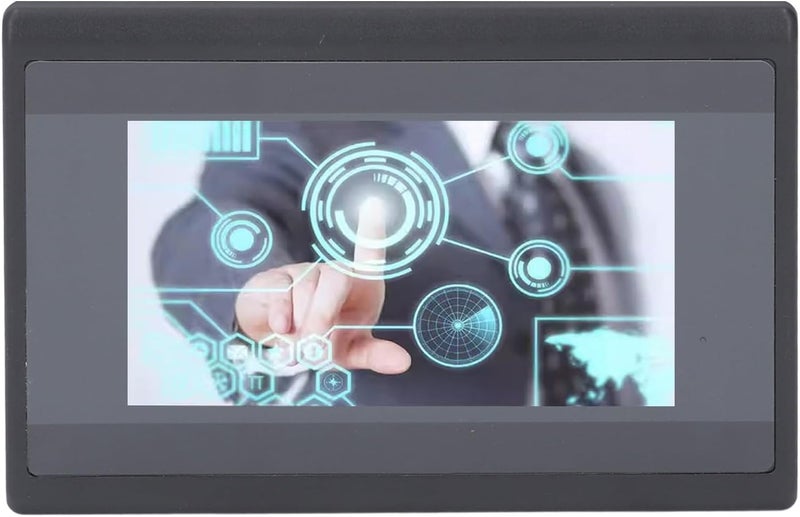 Asixxsix HMI PLC Touch Screen 4.3 Inch TFT LCD 480x272Px 16M Flash Memory with 600MHz ARM9 CPU for FX3U Series Controllers, Compact 130x80mm Opening Size with IP65 Front Panel - Image 1