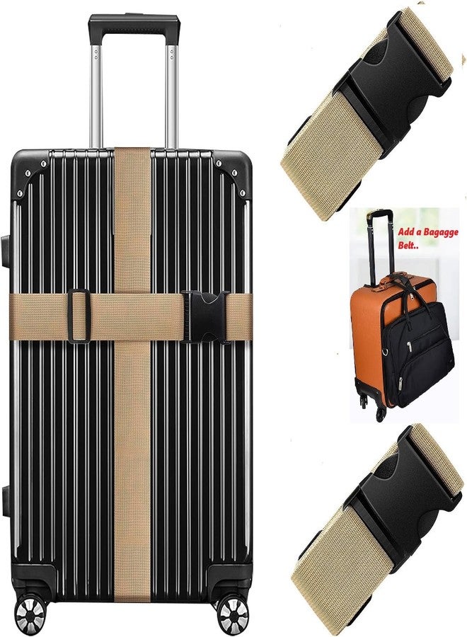 iCONY 2 Luggage Strap (2" X6.5FEET Color) + 1 ADD ON BAGAGGE Belt(1"X20" Black) with Quick Release Buckle Adjustable, Premium Accessory for Travel Bag Closure Bright Colors (3PACK, Gold) - Image 1