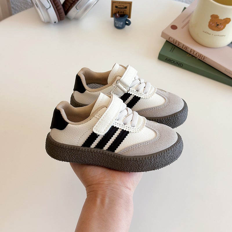 Korean Version Of Children'S Moral Training Shoes 2025 Spring New Boys And Girls Casual Board Shoes Student Small White Shoes Baby Parent Shoes - Image 1
