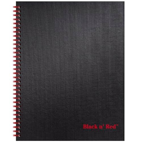 Black n' Red Notebook, Business Journal, 11" x 8-1/2", 70 Sheets, Ruled, Optik Paper, Scribzee App, Hardcover, Wirebound, Black (K67030) - Image 1