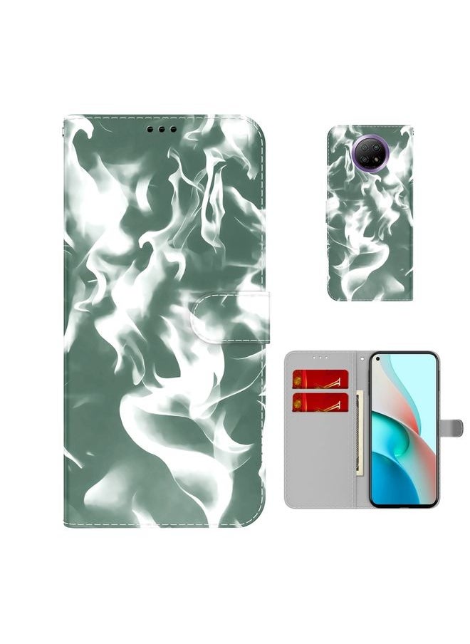 HuHa Case Cover For Xiaomi Redmi Note 9T / Note 9 5G  CN Version Cloud Fog Pattern Horizontal Flip Leather Case with Holder & Card Slot & Wallet Dark Green 