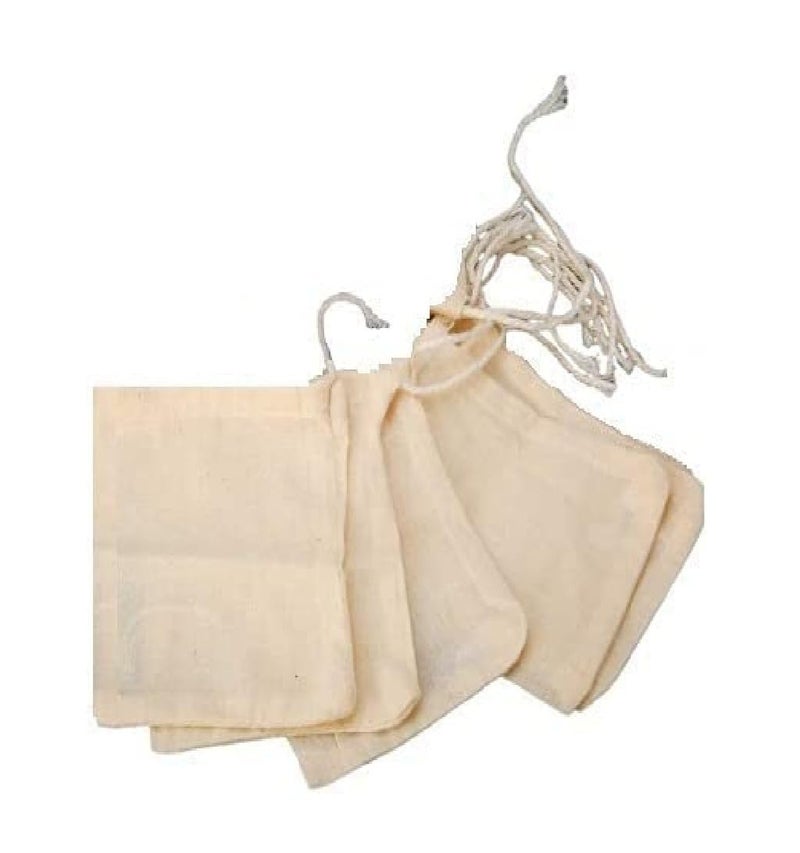 WUD 5Pcs. Unbleached Muslin Cotton Cheese Cloth Bags for Kitchen,for Straining Juice as Strainer,Masala Potli,Spice Bag,Making Paneer 7x5inches (5 Muslin Bags(7x5 inches)) - Image 1