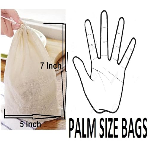 WUD 5Pcs. Unbleached Muslin Cotton Cheese Cloth Bags for Kitchen,for Straining Juice as Strainer,Masala Potli,Spice Bag,Making Paneer 7x5inches (5 Muslin Bags(7x5 inches)) - Image 3
