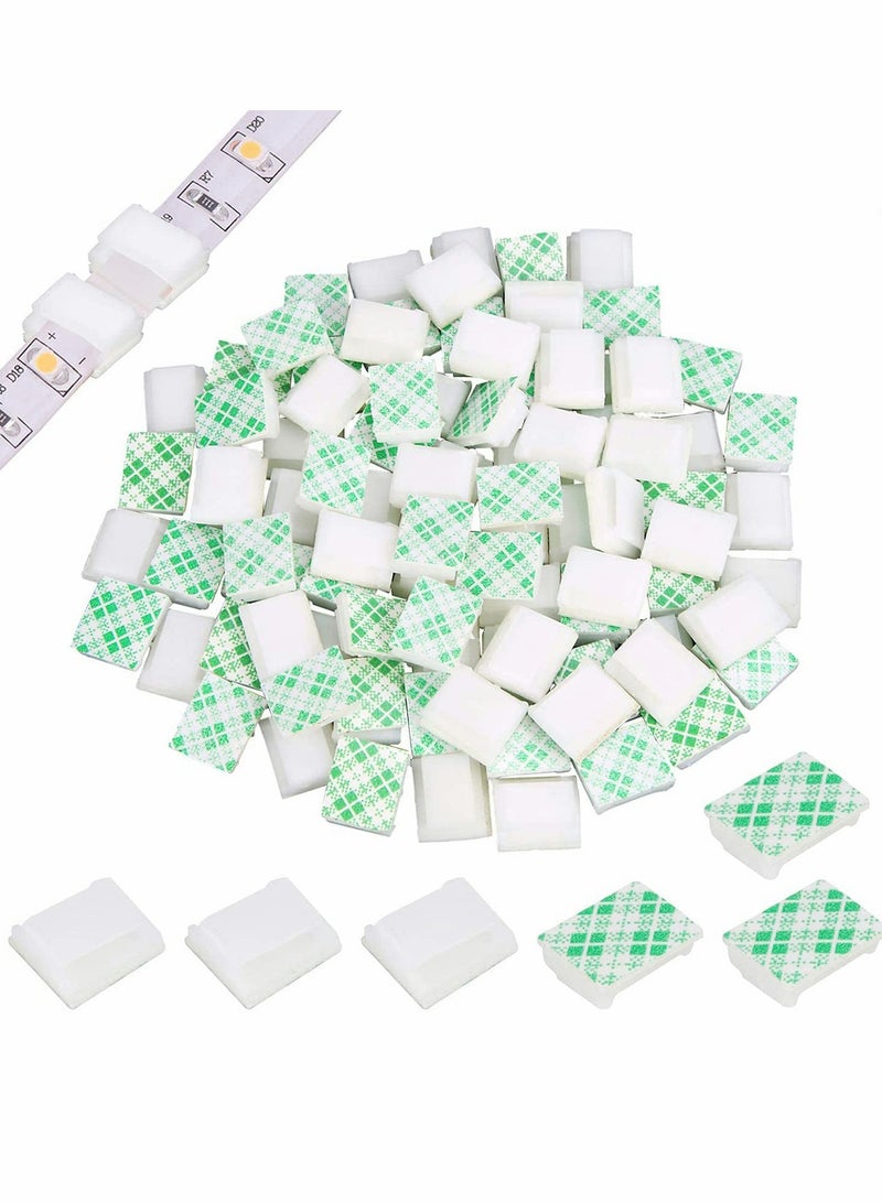 Excefore 100 PCS Light Strip Mounting Clips White Self Adhesive Led Light Fasteners Mounting Holder Cable Clamp Organizer for 8mm Light Strip (8mm) - Image 1