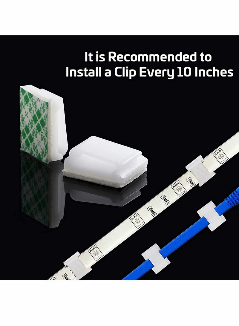 Excefore 100 PCS Light Strip Mounting Clips White Self Adhesive Led Light Fasteners Mounting Holder Cable Clamp Organizer for 8mm Light Strip (8mm) - Image 3