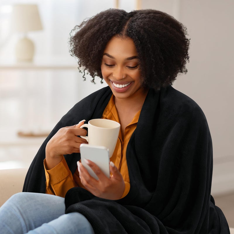 Utopia Bedding Fleece Blanket Throw Size Black 300 GSM Luxury Anti-Static Fuzzy Soft Microfiber Blanket for Couch, Sofa and Bed (60x50 Inch) - Image 3