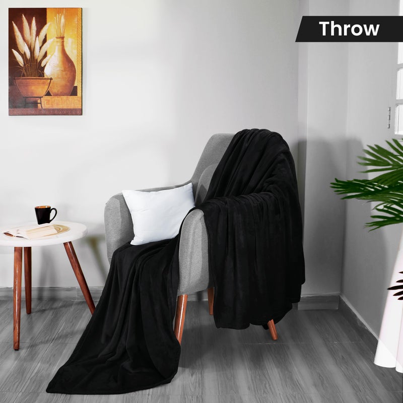 Utopia Bedding Fleece Blanket Throw Size Black 300 GSM Luxury Anti-Static Fuzzy Soft Microfiber Blanket for Couch, Sofa and Bed (60x50 Inch) - Image 2