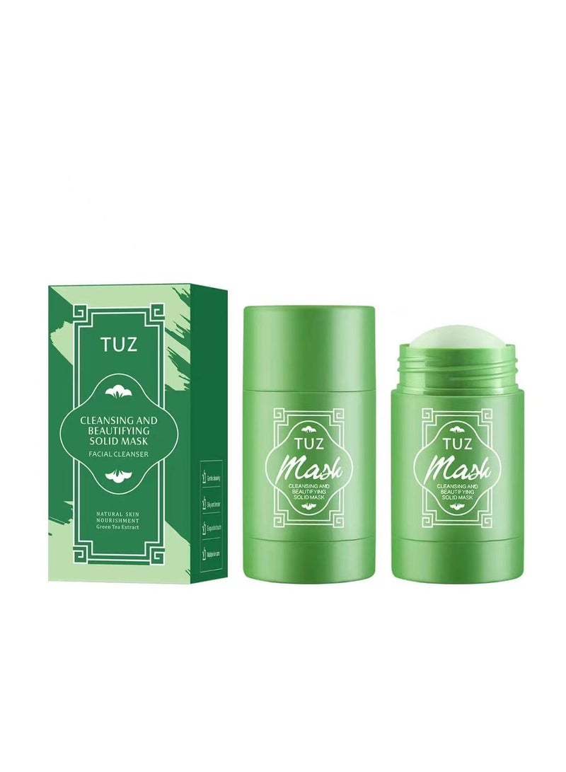TUZ Green Mask Stick, Clean Skin Solid Mask, Green Tea Purifying Clay Stick Mask for All Type of Skin Green - Image 2