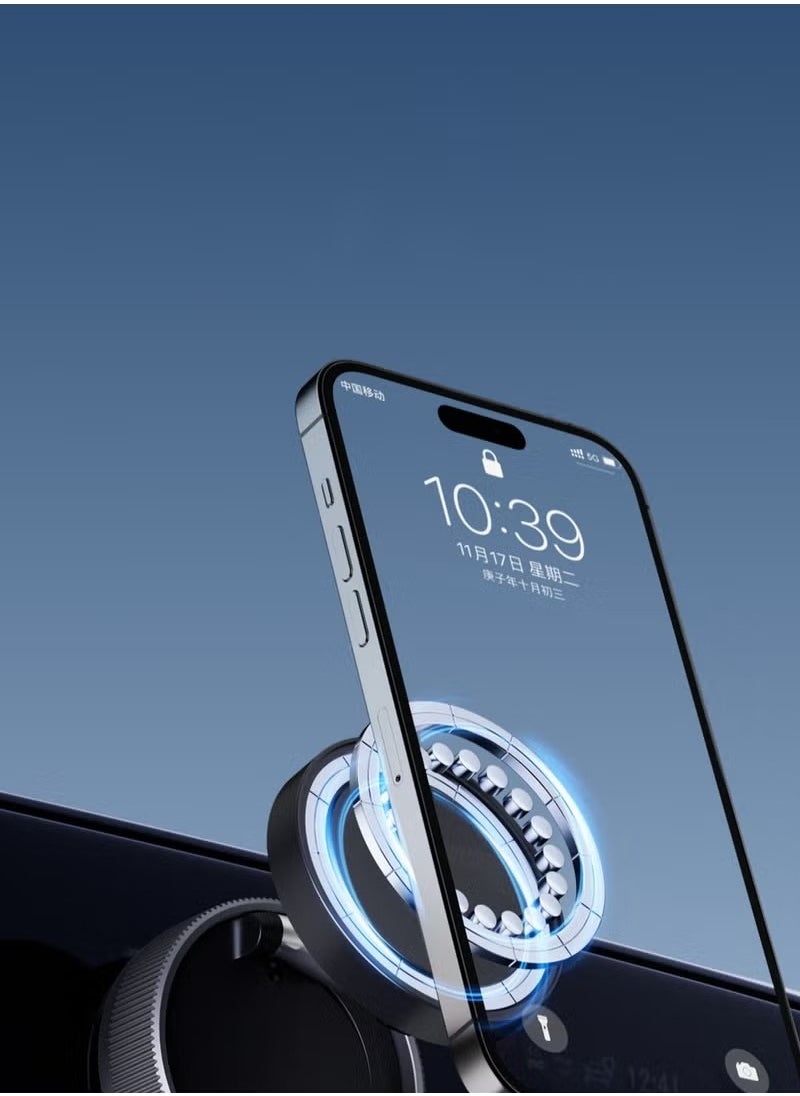 Generic - Magnetic Car Phone Holder,with Foldable Stand, Suction Cup Mount Made of Zinc Alloy, Multi-Angle Rotation, Includes Mirror Stickers, Magnetic Sheets, Hex Wrench, and Foldable Bracket for Easy Installation. - Image 1