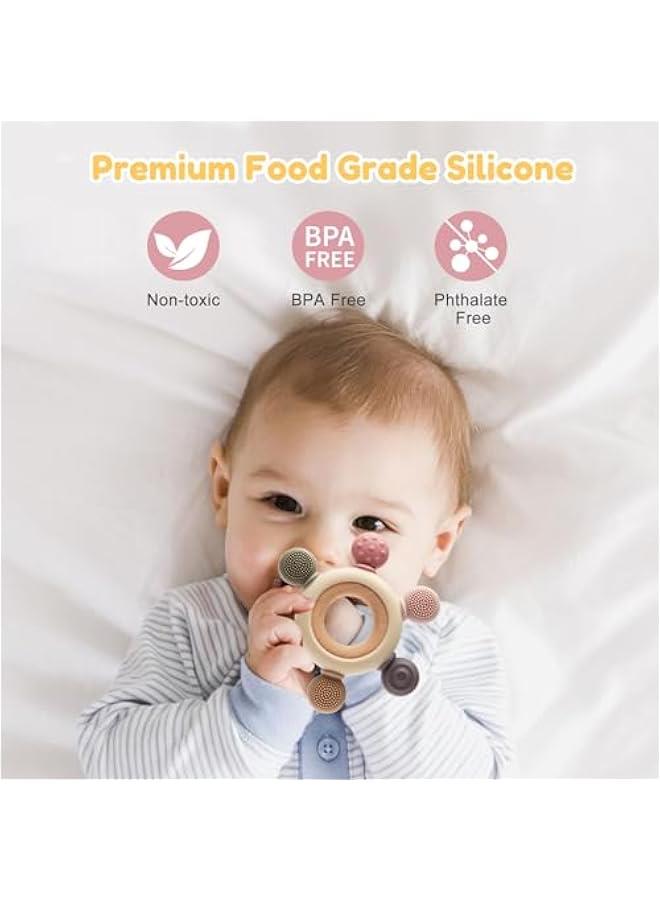 Arabest Baby Sensory Teething Ring + Baby Teething Mitten for 0-6 6-12 Months - Image 2