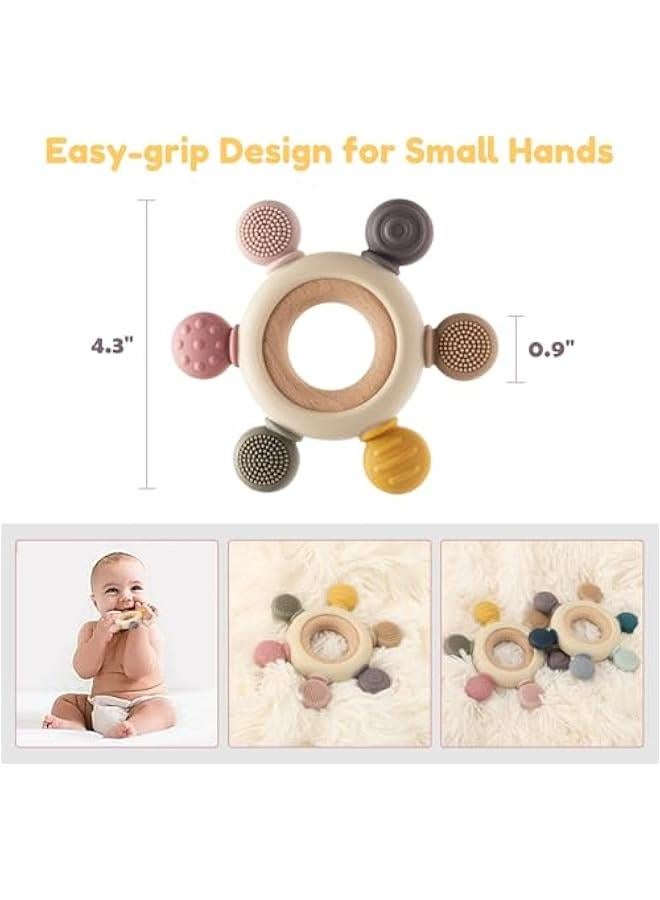 Arabest Baby Sensory Teething Ring + Baby Teething Mitten for 0-6 6-12 Months - Image 4