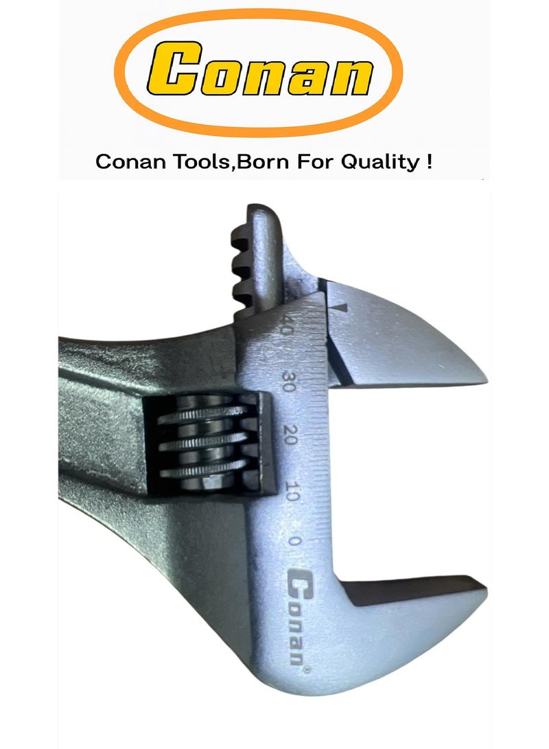 CONAN Adjustable Wrench Set (12-Inch – Model 10005751 + 10-Inch – Model 10005750) with Center Hex Slots and Rear Integrated Wrench – High-Strength Cr-V Steel – Anti-Slip Comfort Grip – Multi-Functional Heavy-Duty Design - Image 4