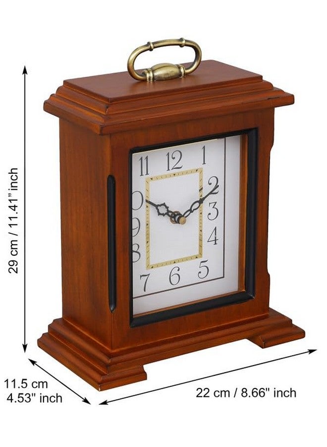 CHRONIKLE Beautiful Brown Wooden Analog English Numbers Rectangular Table Clock for Office Desk Home Living Study Room Decorations Gifts (Size: 22 x 10 x 28 CM | Weight: 1510 Gram) - Image 2
