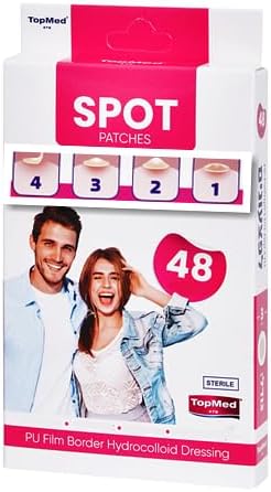 TOPMED Spot Patches PU film Border Hydrocolloid Patch for Covering Zits Acne Pimple Spot Stickers for Face 48 Count