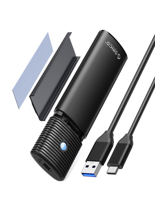 Orico ORICO M.2 NVMe SATA SSD Enclosure Adapter Tool-Free, USB C 3.2 Gen 2 10Gbps NVMe, 5Gbps NGFF SATA PCIe M-Key(B+M Key) 2230/2242/2260/2280, Aluminum External M2 Reader Support UASP Trim- PWDM2-BK  - Image 1