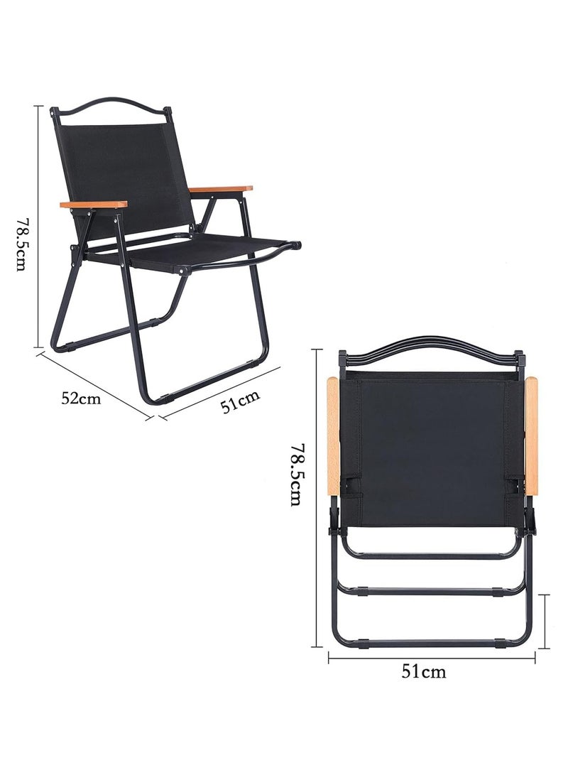 Chulovs كرسي قابل للطي للسفر والتخييم، كرسي شاطئي خشبي محمول – كرسي أرمشي خشبي قابل للطي للنزهات الخارجية، السفر، والفعاليات الخارجية (أسود) - Image 3