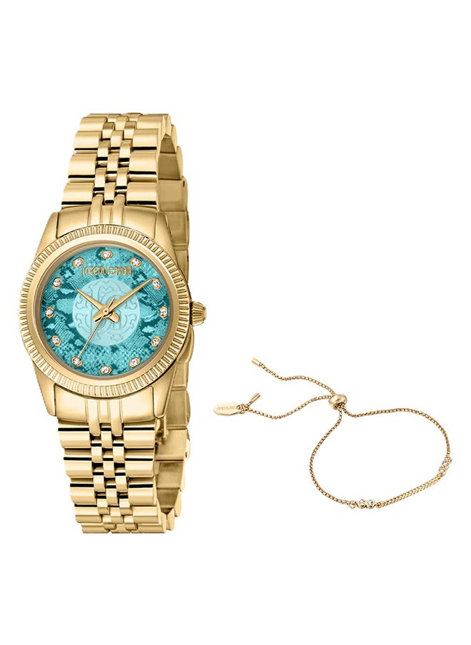 roberto cavalli ساعة يد نسائية أنالوج من الفولاذ المقاوم للصدأ RC5L074M0065 SET - 22 مم  - Image 1