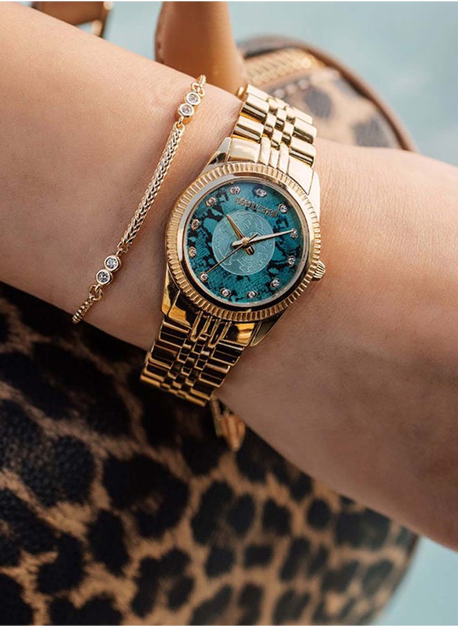 roberto cavalli ساعة يد نسائية أنالوج من الفولاذ المقاوم للصدأ RC5L074M0065 SET - 22 مم  - Image 2