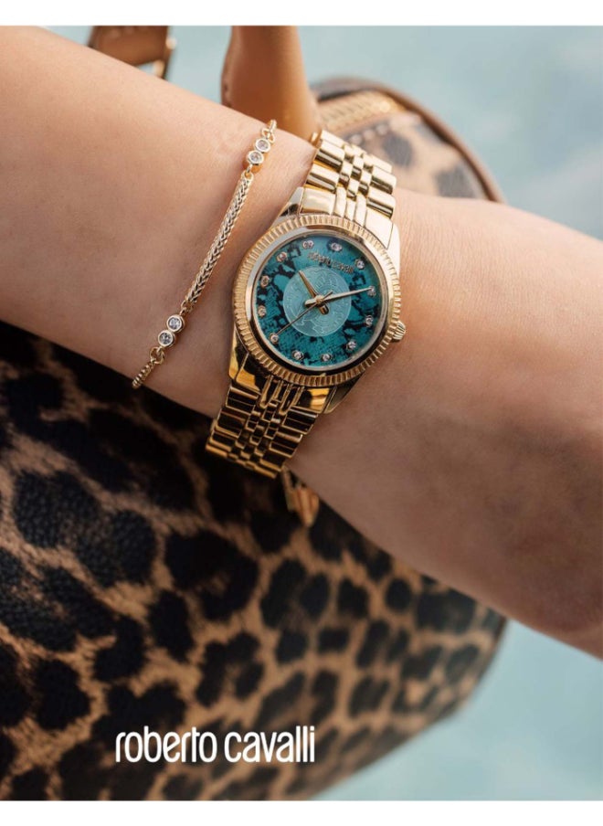roberto cavalli ساعة يد نسائية أنالوج من الفولاذ المقاوم للصدأ RC5L074M0065 SET - 22 مم  - Image 5