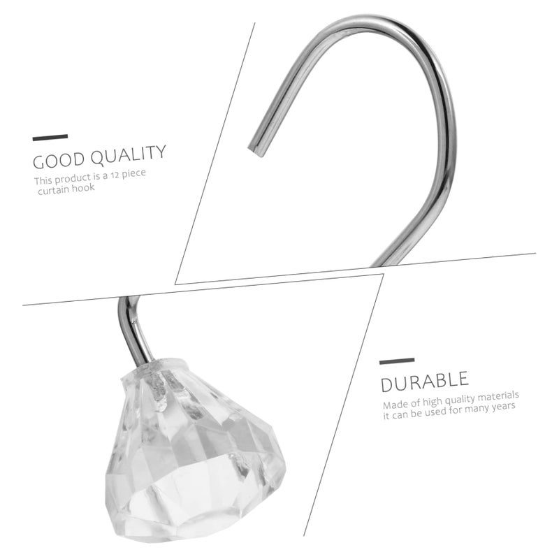 Pineapple Shower Curtain Hooks Set Of 12 Crystal Bath Hooks Modern Stylish Living Bedroom - Image 3