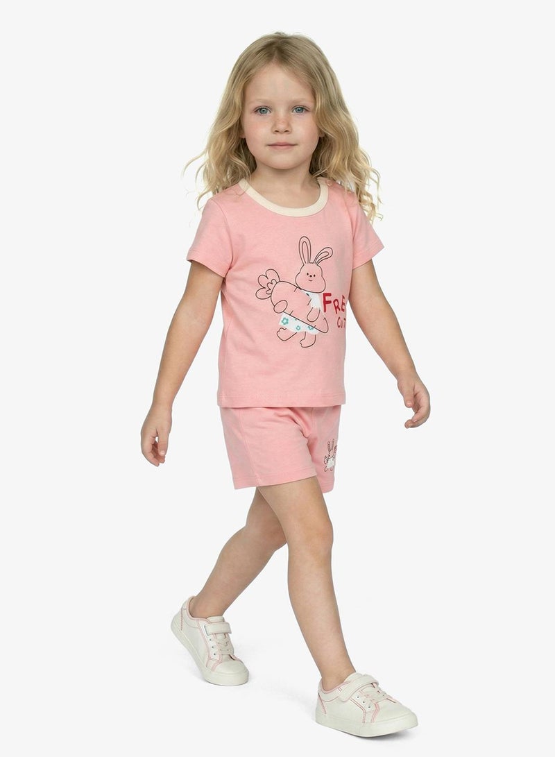 Pinata Pink Bunny Print Tshirt and Short Set - Image 1