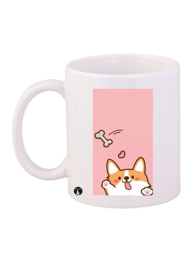 RYN A Dog Printed Mug White/Pink/Orange