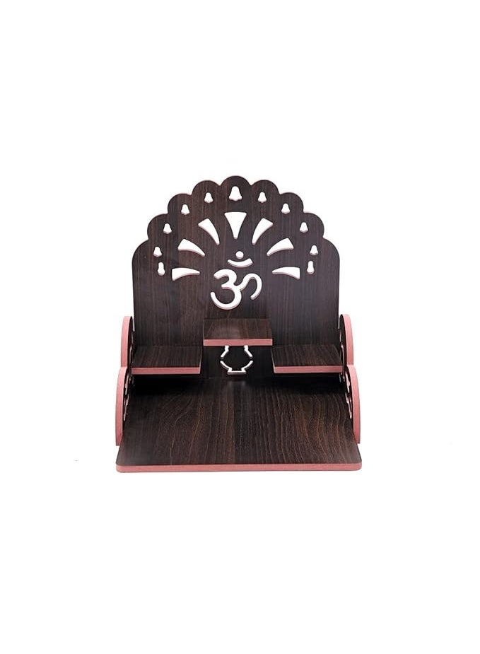CrazyInk Fully Handmade Beautiful Wooden Home and Office Temple/Pooja Mandir (Multi., 28 X 26.5 X 28 Cm) (1) - Image 1