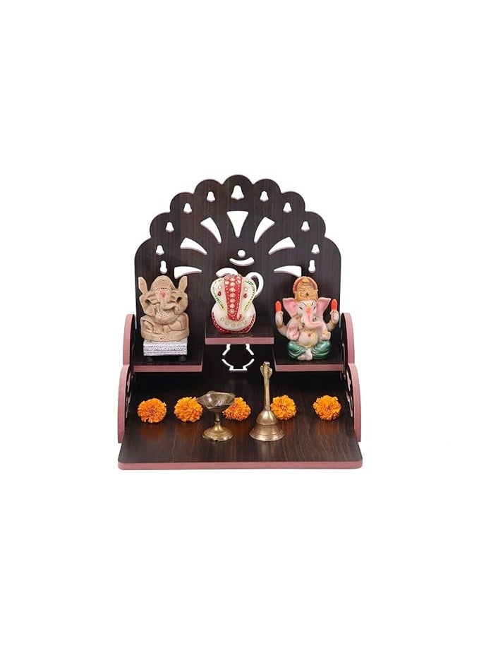 CrazyInk Fully Handmade Beautiful Wooden Home and Office Temple/Pooja Mandir (Multi., 28 X 26.5 X 28 Cm) (1) - Image 4