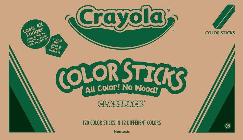 Crayola Color Sticks (120ct), 12 Colors, Teacher Supplies for Classrooms, Woodless Colored Pencils Bulk Classpack, Coloring Pencils for Kids - Image 1