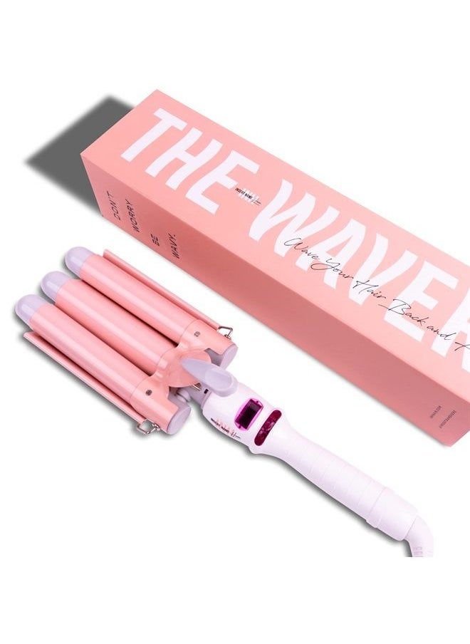 INH Hair Waver Curling Iron | 3 Barrel Ceramic Curler Wand for Beach Waves, Digital Temperature Control, Rotating Cord, Thick and Long Hair - 25mm | Insert Name Here Waver  - Image 1