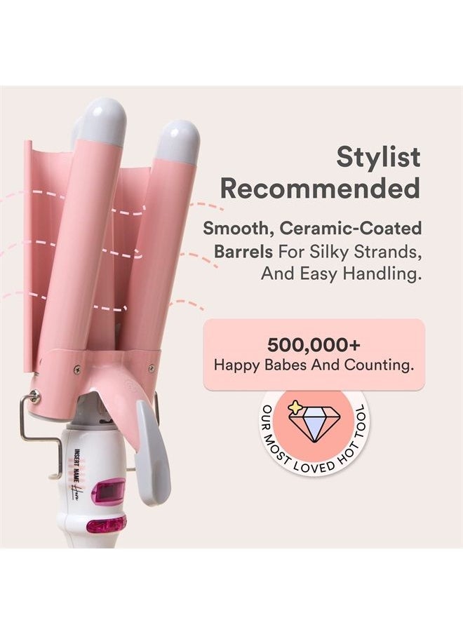 INH Hair Waver Curling Iron | 3 Barrel Ceramic Curler Wand for Beach Waves, Digital Temperature Control, Rotating Cord, Thick and Long Hair - 25mm | Insert Name Here Waver  - Image 2