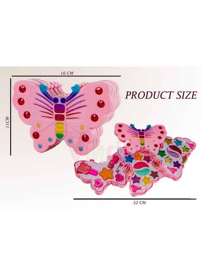 VikriDA Butterfly Shape Cosmetics Makeup Kits,Portable Girl's Washable Makeup Toy Non Toxic Deluxe Make up Case Set for Kids Girls Multicolor - Image 3
