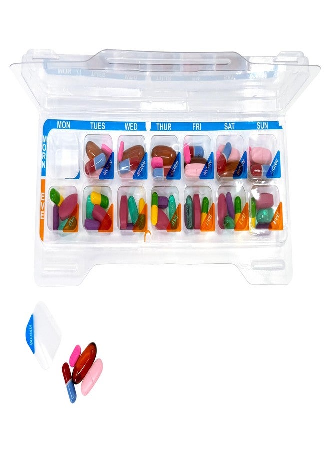 pill thing عبوة أقراص دواء أسبوعية (مرتين أو أربع مرات يوميًا) مع ملصق لاصق ذاتي الإغلاق (مرتين يوميًا أسبوعيًا، عبوة من 10 أقراص) - Image 1
